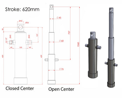 Hydraulic Telescopic Cylinder - Stroke 500-620-820 (Differtent Variants)
