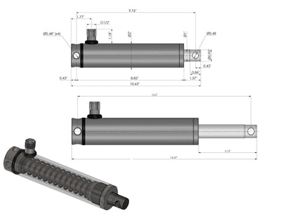 Hydraulic Trailer Brake Cylinder Internal Spring Stroke 95mm Tractor / Agricultural